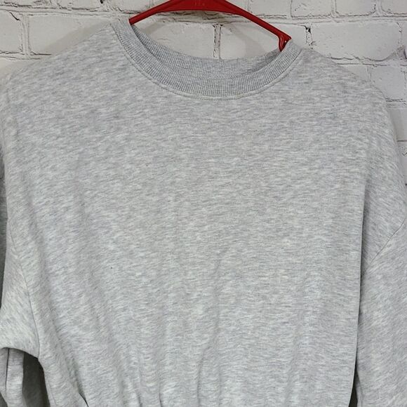 H&M Divided Gray Sweatshirt Drawcord Dress Cozy Fleece Long Sleeve Winter Casual - Picture 3 of 9